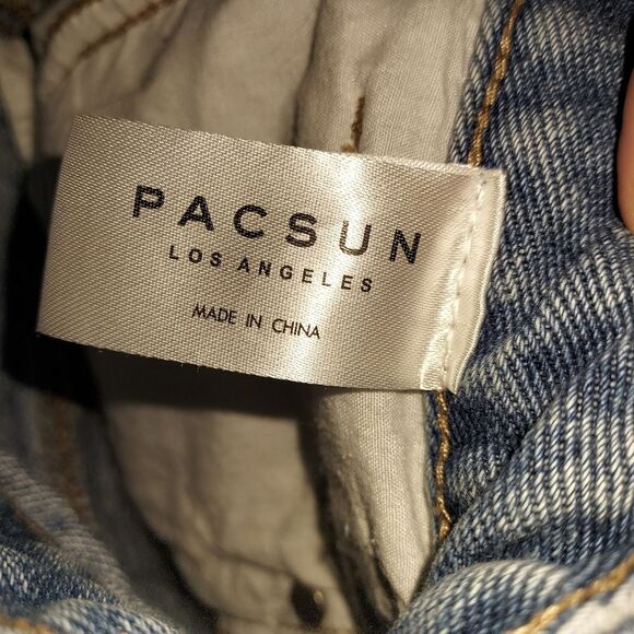 PacSun Blue Distressed Jean Shorts - Picture 6 of 12